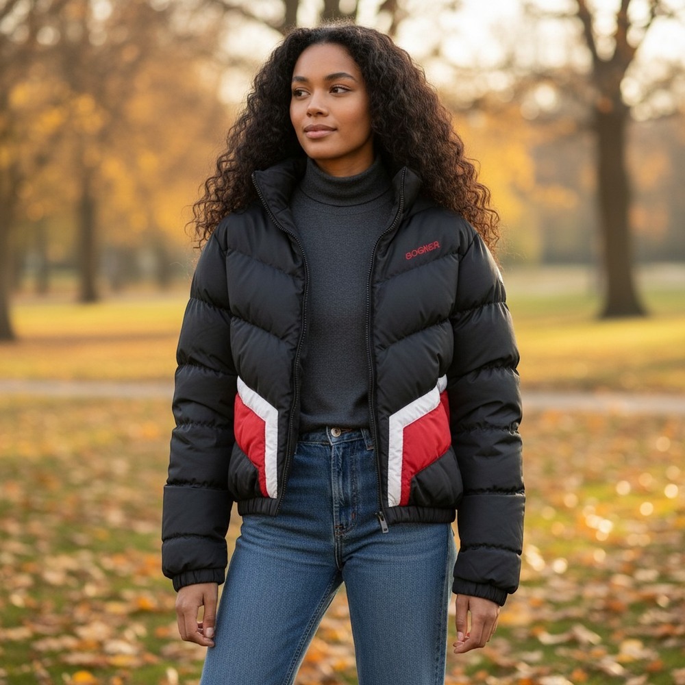 Vtg Y2k Ecko Red Womens Puffer Jacket Black Red White Colorblock Streetwear  L